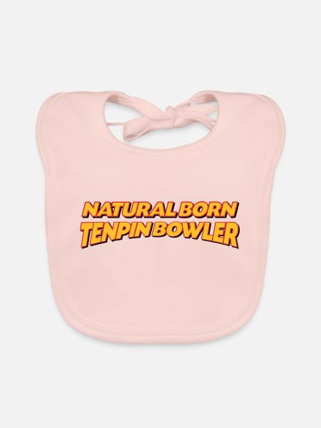 Natural born tenpin bowler 3col - Organic Baby Bibs - rose - Front