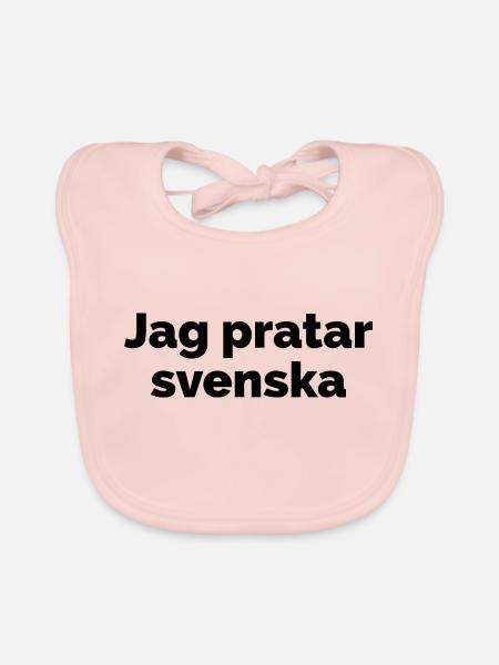 I speak Swedish, Swedish language saying - Organic Baby Bibs - rose - Front