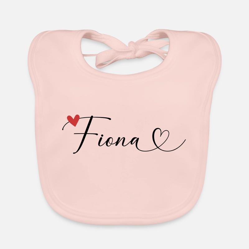 Fiona Last name First name Calligraphy heart Organic Baby Bibs