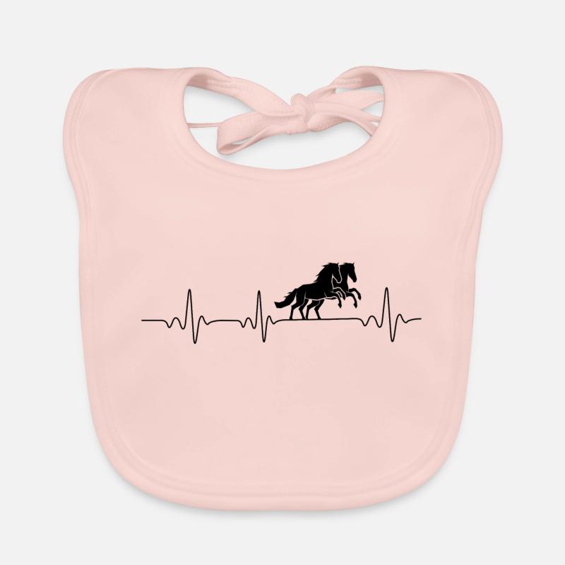 Fréquence cardiaque Chevaux Chevaux - Bavoir bio Bébé - rose