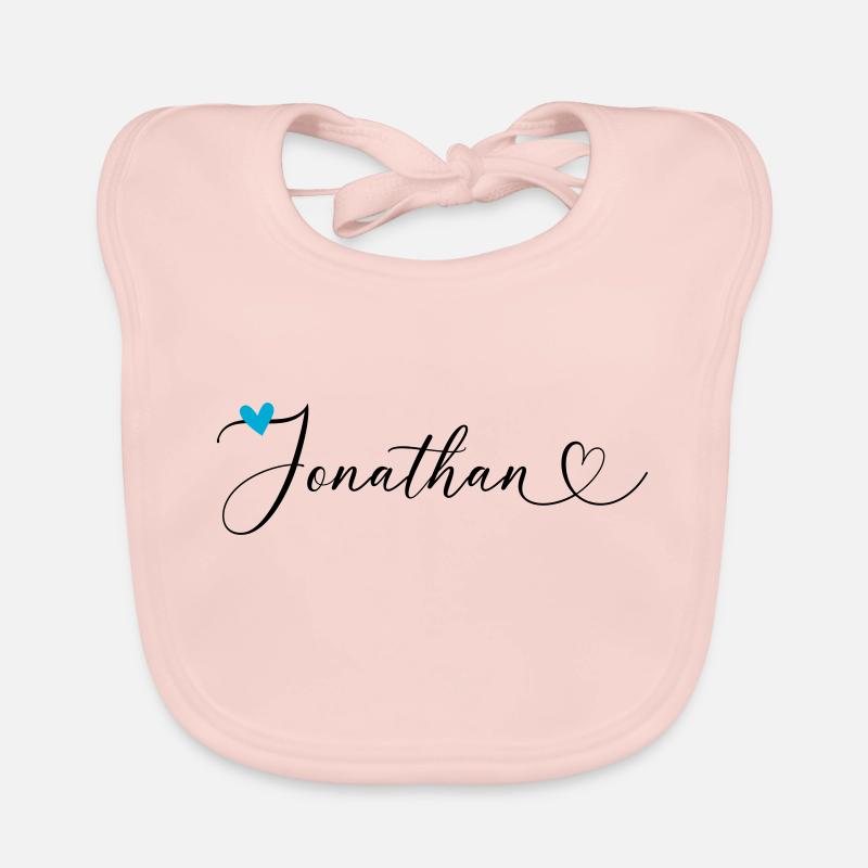 Jonathan Nom Prénom Calligraphie coeur Bavoir bio Bébé
