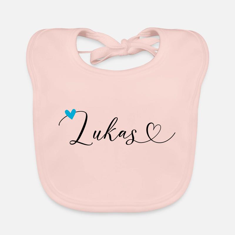 Lukas Surname First name Calligraphy Heart Organic Baby Bibs