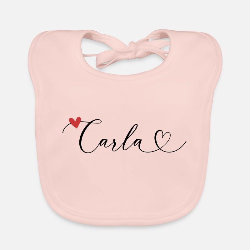 Carla Nom Prénom Calligraphie Coeur Bavoir bio Bébé