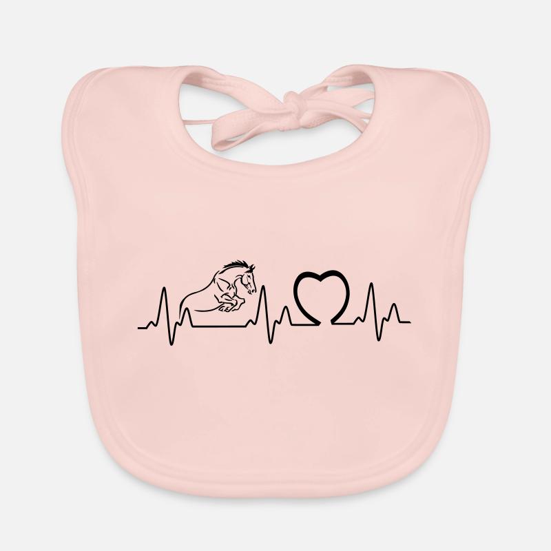 Heartbeat mit Herz Pferd3 - Baby Bio-Lätzchen - Rose