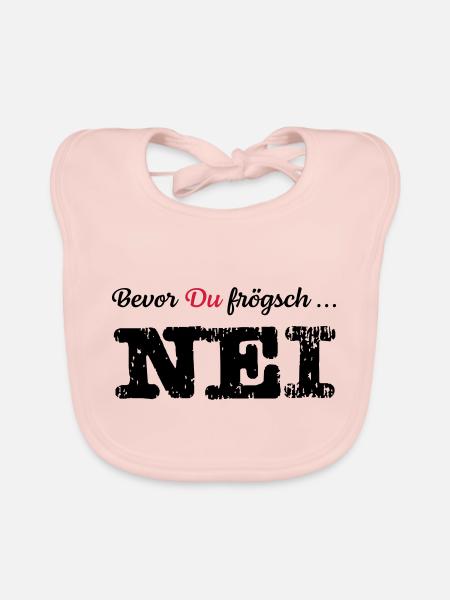 Nei | Schweizerdeutsch | Schweiz | Frau Kinder - Baby Bio-Lätzchen - Rose - Vorne