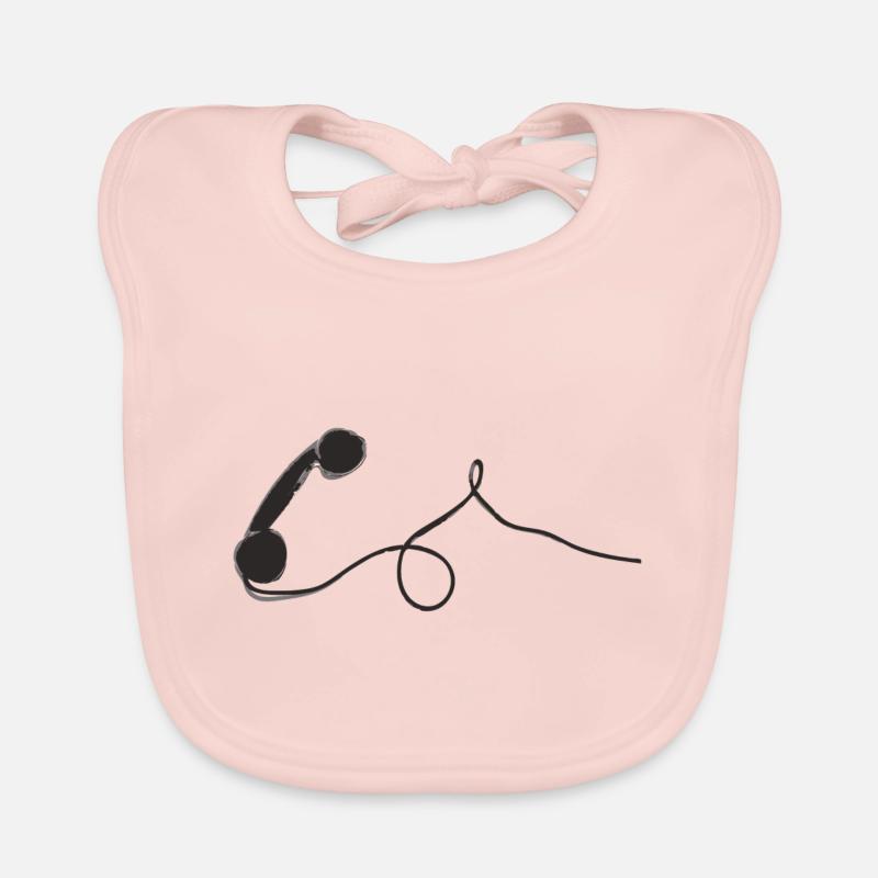 Schwarzer alter analoger retro Telefonhörer Baby Bio-Lätzchen