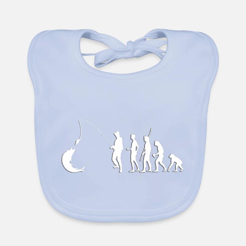 Fishing Evolution from monkey to angler Organic Baby Bibs