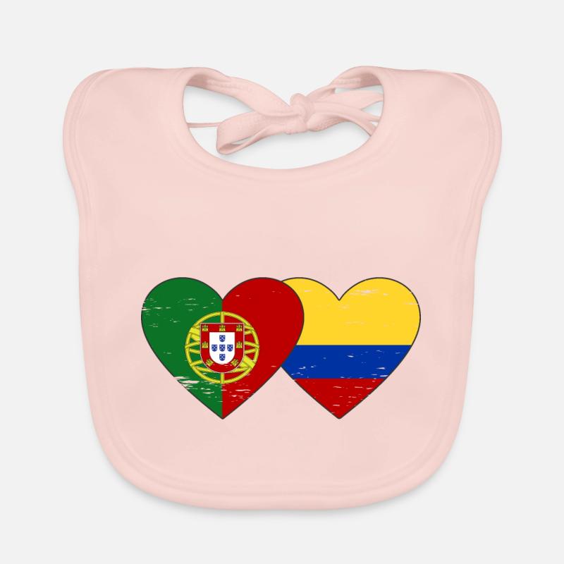 Portugal Colombie Drapeau Coeur Utilisé Bavoir bio Bébé