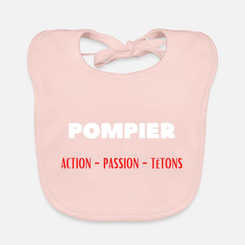 Métier Pompier Action Passion Tétons Bavoir bio Bébé
