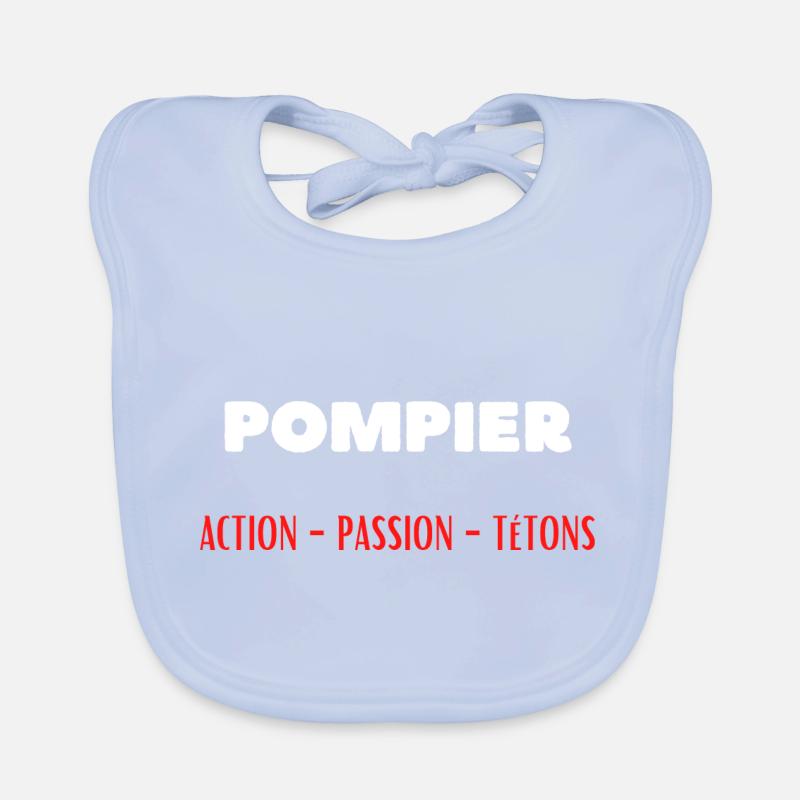 Métier Pompier Action Passion Tétons Bavoir bio Bébé
