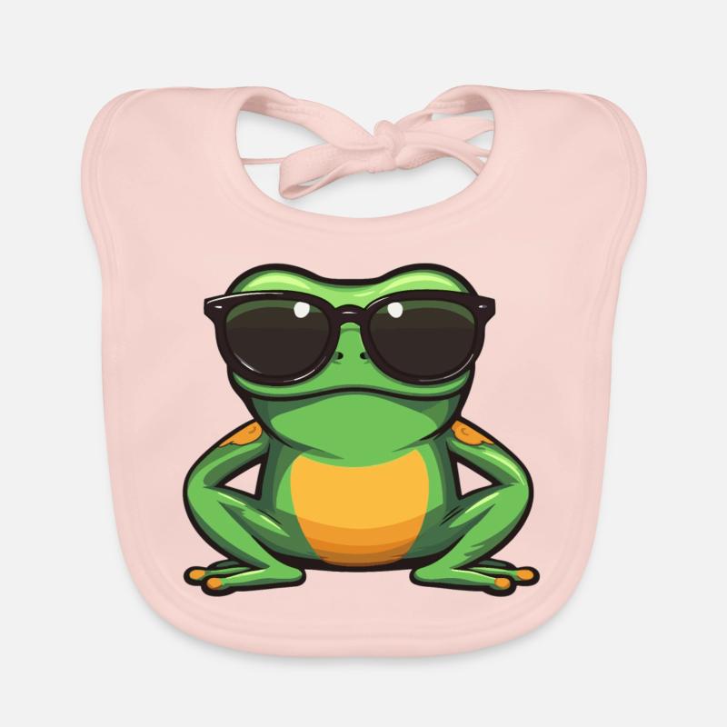 Frog with sunglasses Organic Baby Bibs
