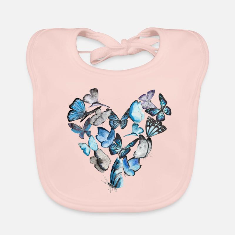 Un cœur de papillons - Bavoir bio Bébé - rose