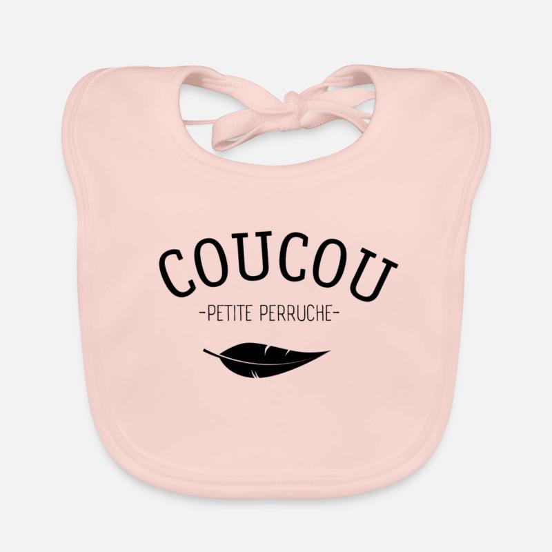 Coucou Petite Perruche - plume - Bavoir bio Bébé - rose
