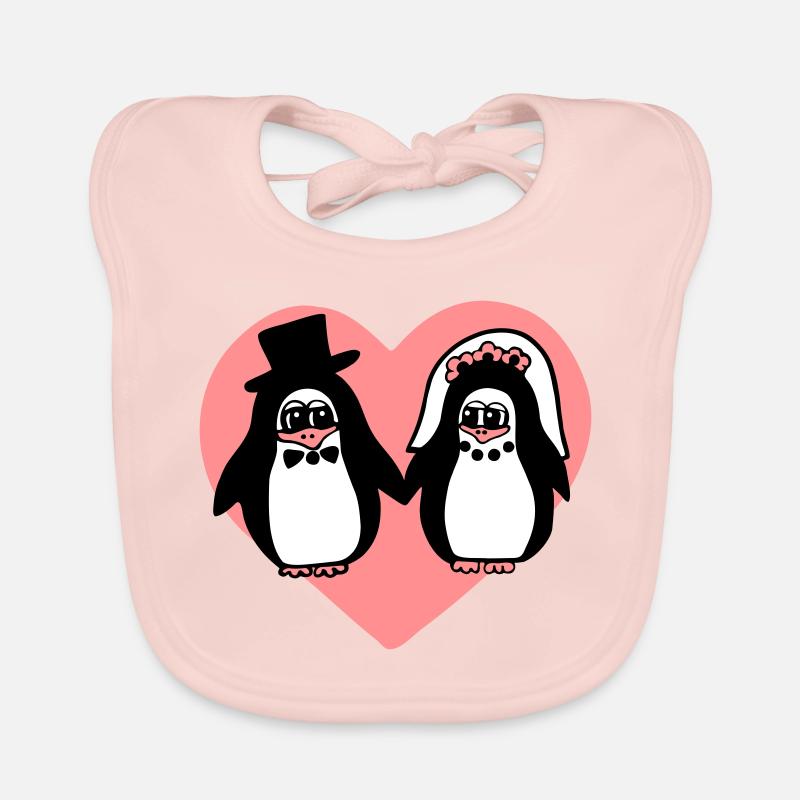 penguin wedding Organic Baby Bibs