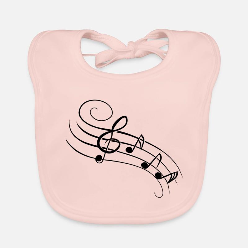Music notes - black Organic Baby Bibs