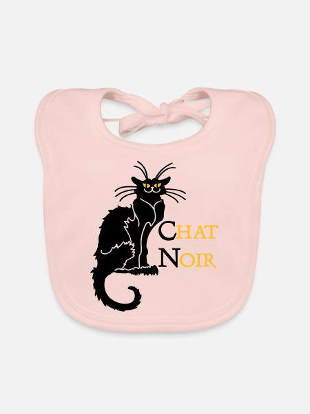 chat noir 'n (text, 2c) - Organic Baby Bibs - rose - Front