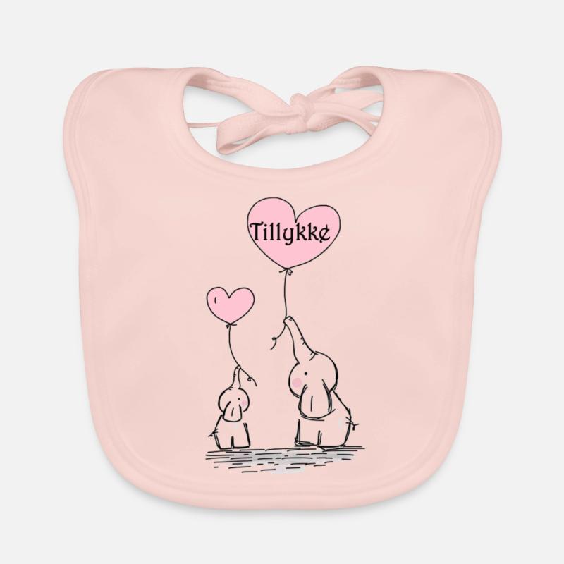 Elephants with balloon congratulations Organic Baby Bibs