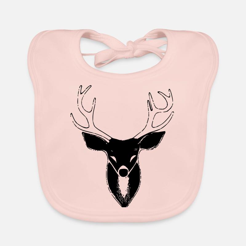 Deer Head in Autumn Deer Antlers Goat Deer Vector Organic Baby Bibs