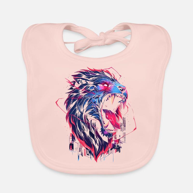 Synthwave Lion Organic Baby Bibs