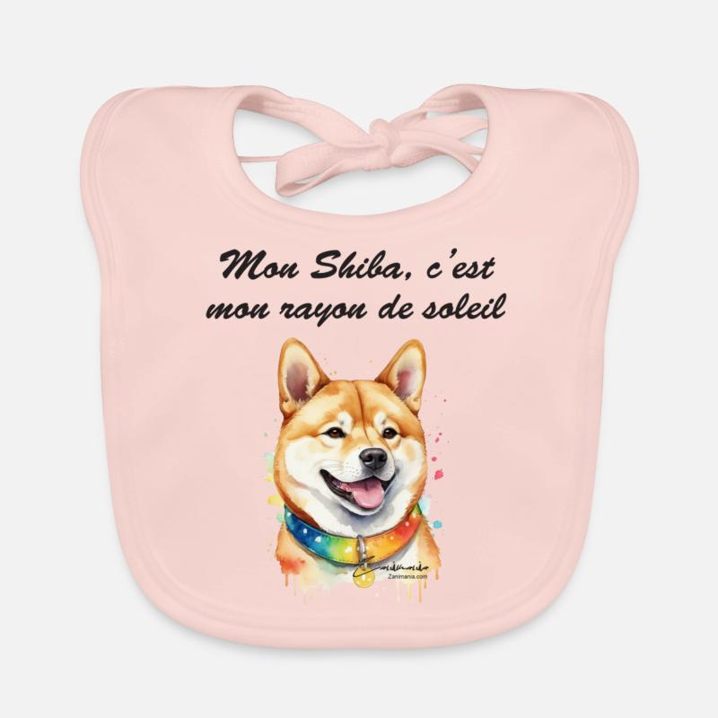 Shiba rayon de soleil - Bavoir bio Bébé - rose