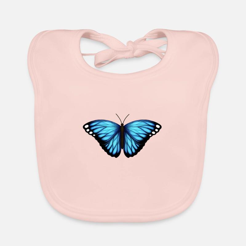 papillon bleu - Bavoir bio Bébé - rose
