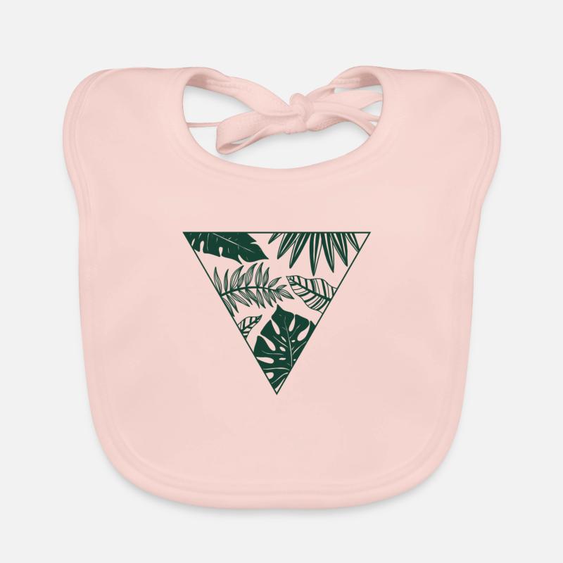 Monstera, triangle, feuilles, jungle, été Bavoir bio Bébé