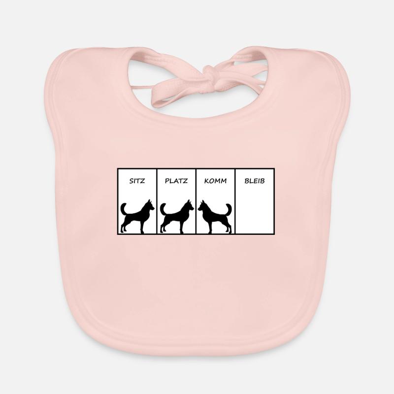 Hund Sitz Platz Komm Bleib Geschenkidee - Baby Bio-Lätzchen - Rose