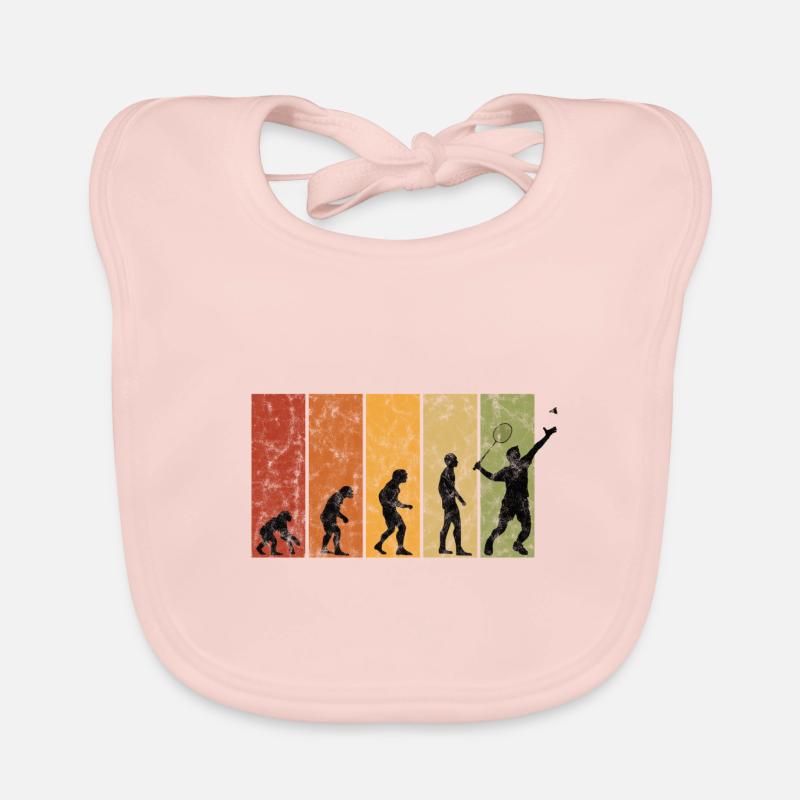 Badminton shuttlecock gift Evolution Vintage Organic Baby Bibs