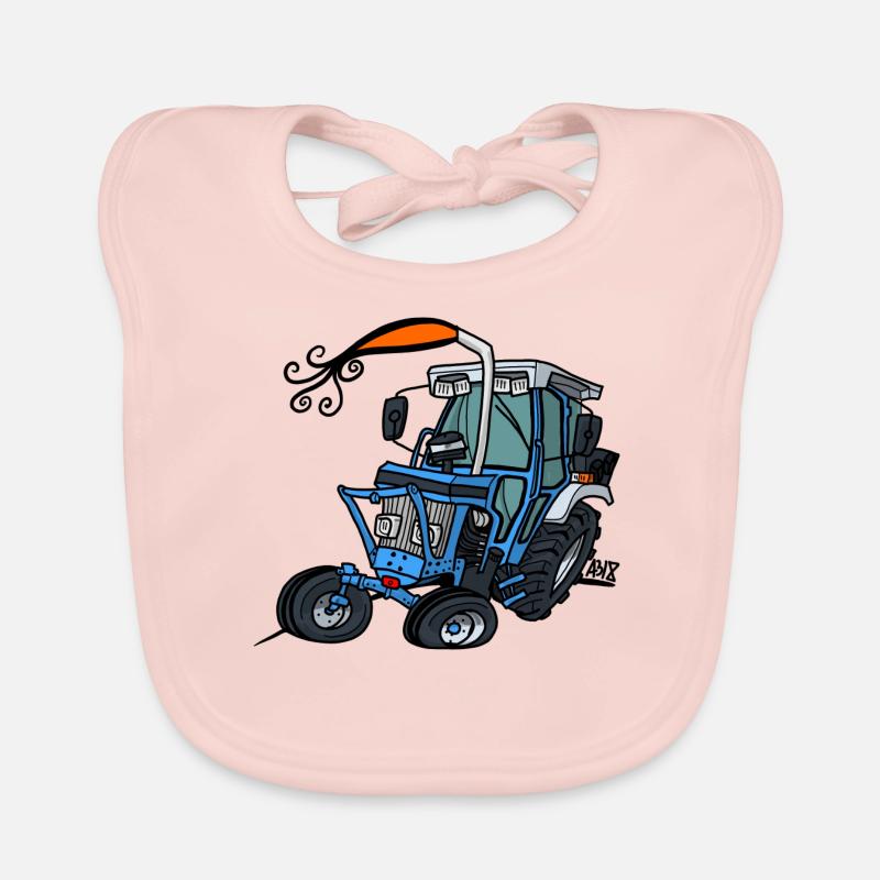 0764 blauer Traktor Baby Bio-Lätzchen