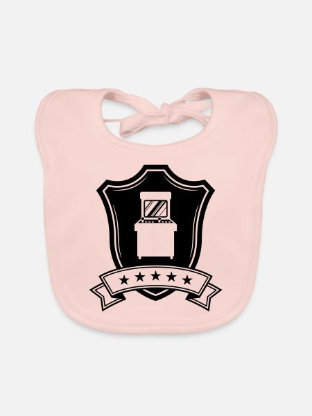Armoiries Retro Gamer - Bavoir bio Bébé - rose - Devant