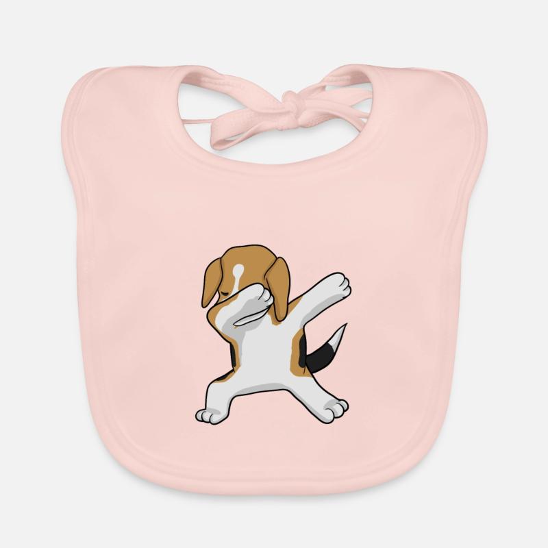 Beagle Dab - tamponnant beagle - Bavoir bio Bébé - rose