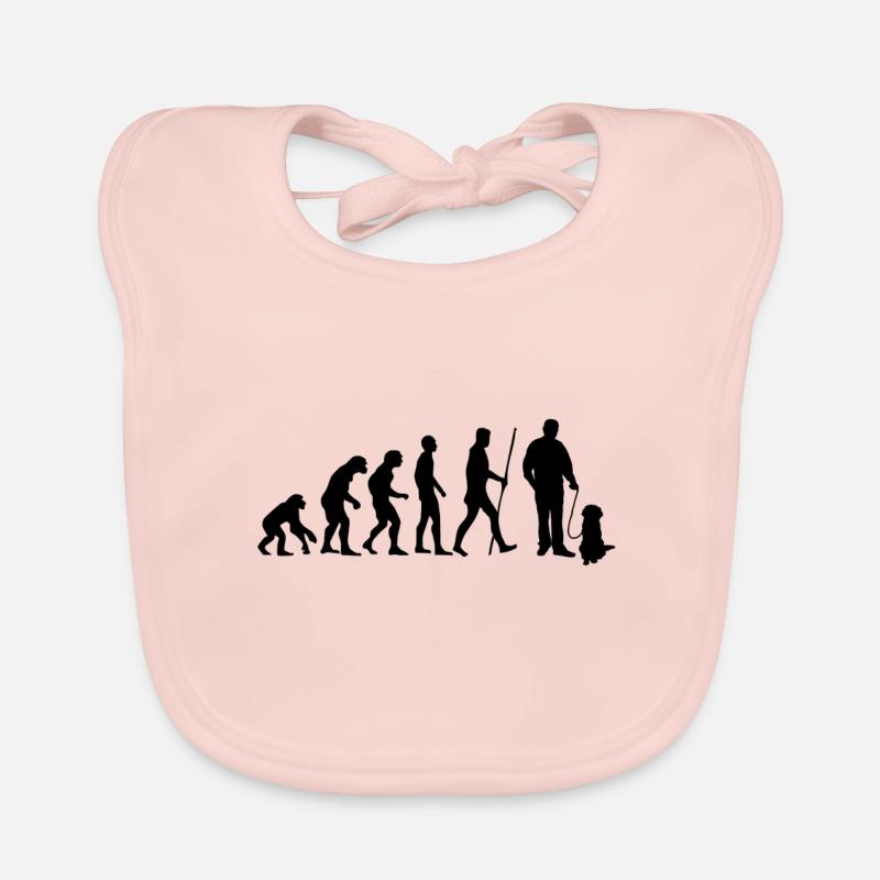 Evolution Herrchen mit Hund als Geschenk Baby Bio-Lätzchen