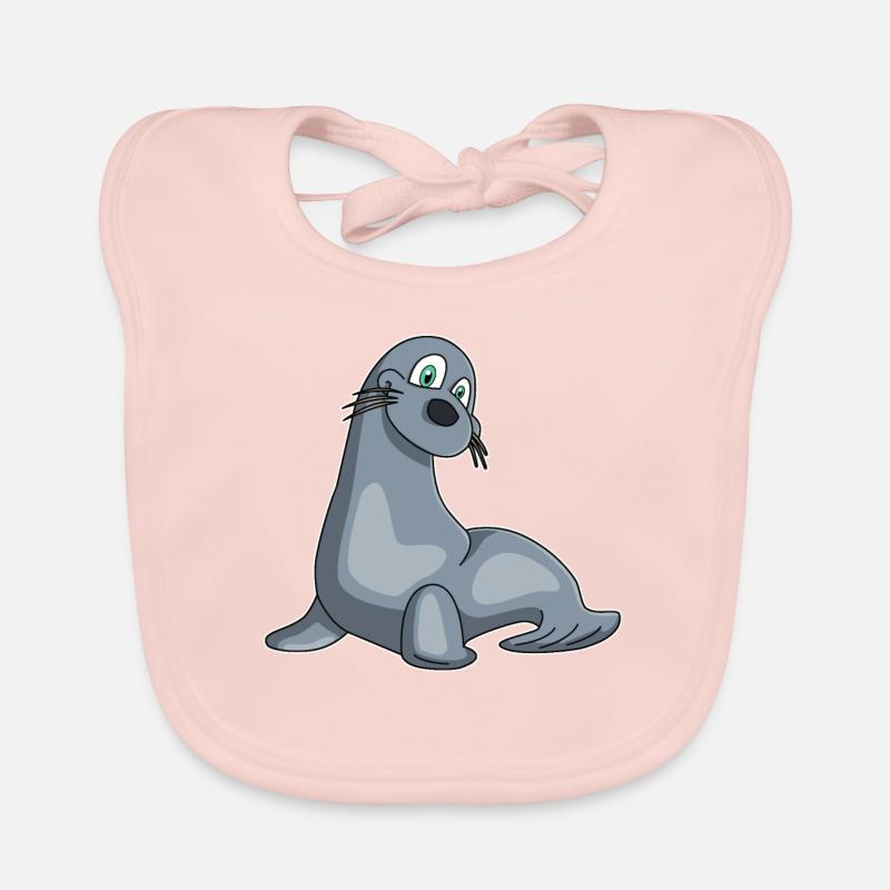 Robbe Seelöwe Kawaii Geschenk Kindershirt Comic Baby Bio-Lätzchen