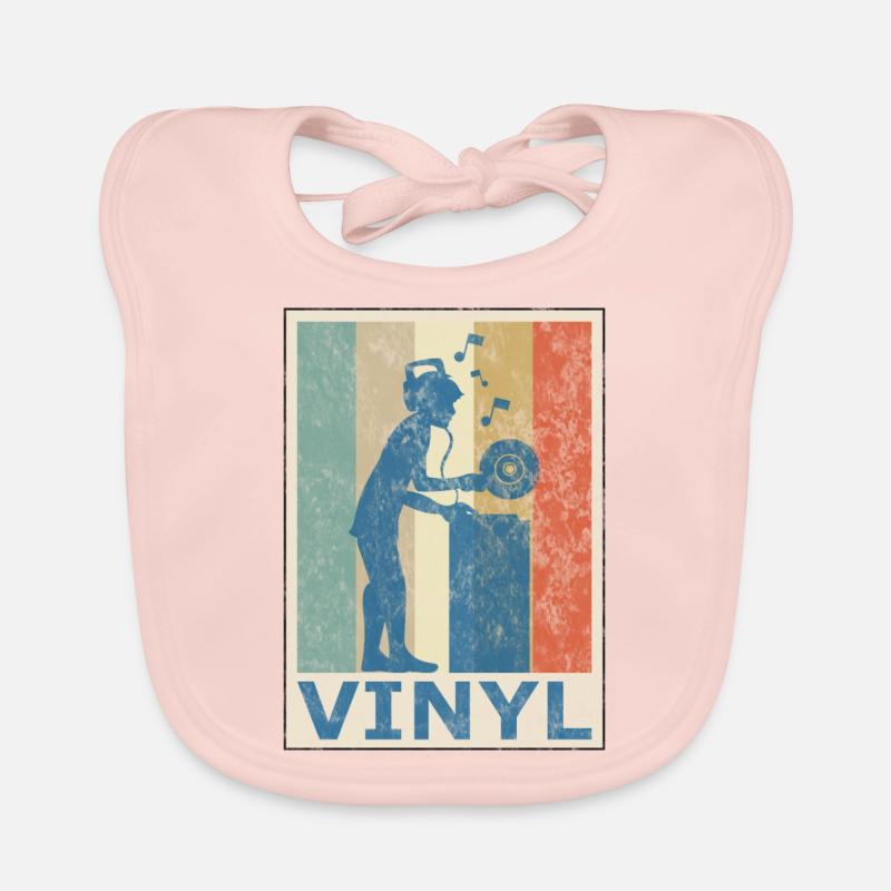 Retro Vintage Style DJ Deejee Vinyl Record Organic Baby Bibs
