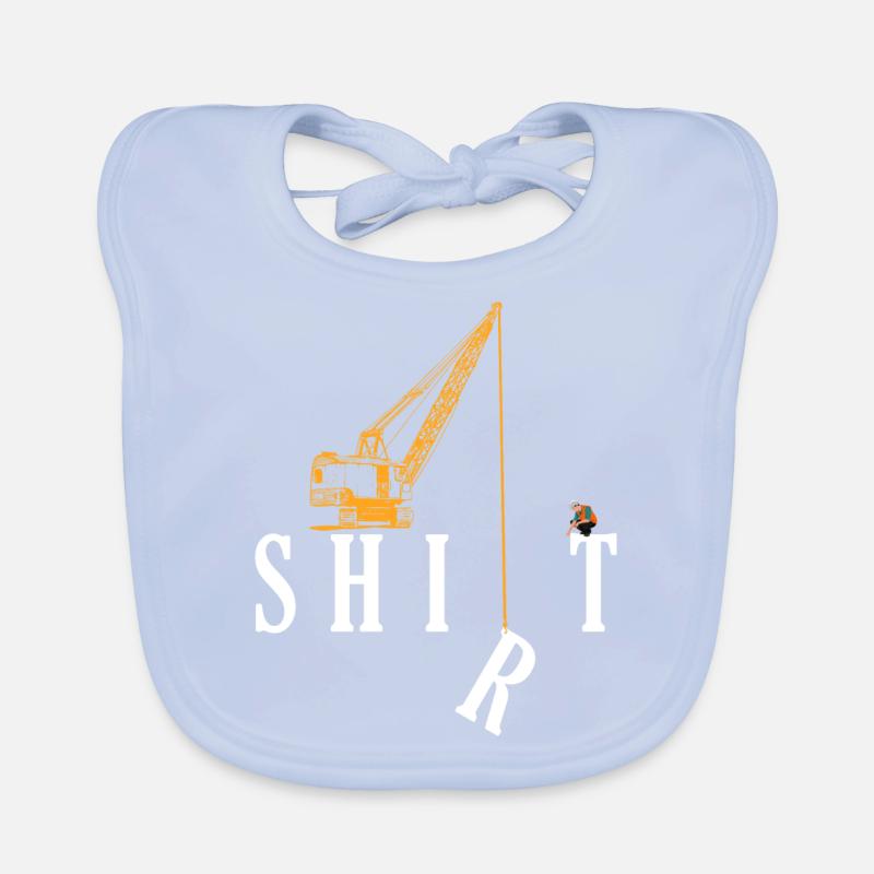 Shirt crane fun construction site gift idea saying Organic Baby Bibs