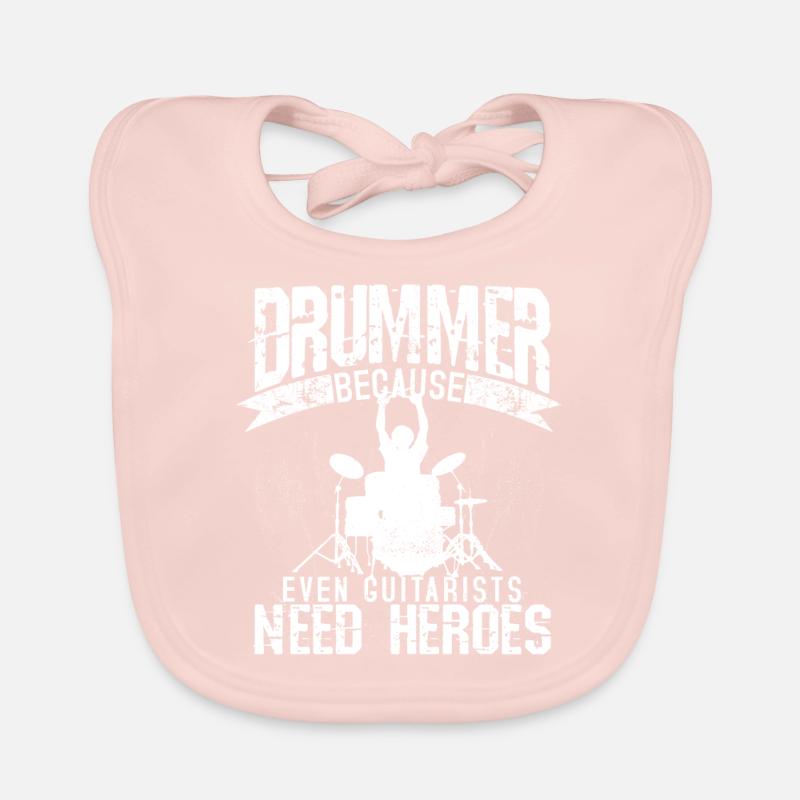 Batteur - Drummer batteur cadeau - Bavoir bio Bébé - rose