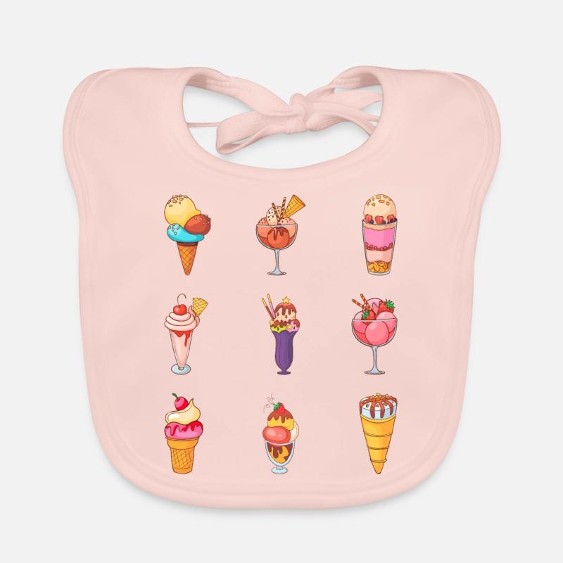 Crème glacée, crème glacée, crème glacée, crème glacée, boule, crème glacée, sundae Bavoir bio Bébé