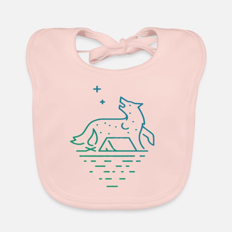 Loup hurleur - Bavoir bio Bébé - rose