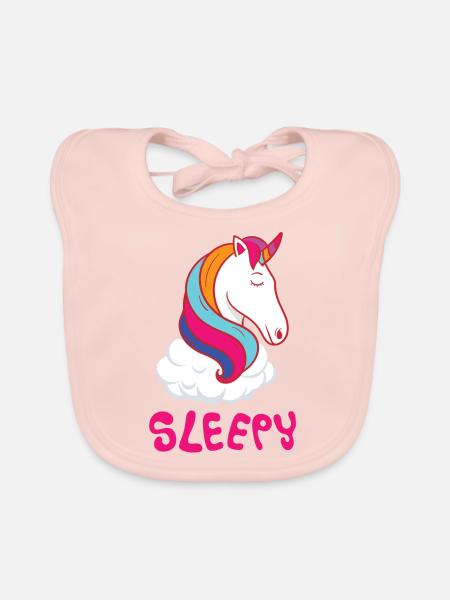 Einhorn Schlafen Unicorn Sleep Geschenk - Baby Bio-Lätzchen - Rose - Vorne