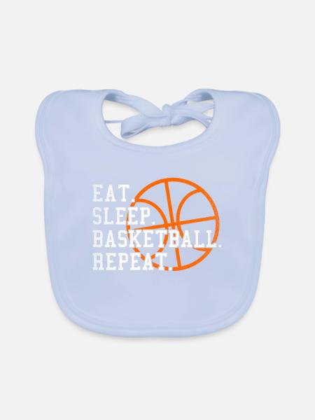 Eat Sleep Basketball Repeat Geschenk Sport Baller - Baby Bio-Lätzchen - sky Blue - Vorne