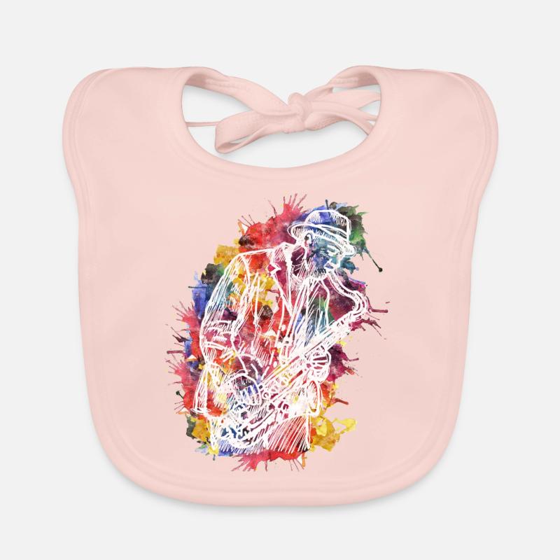 Abstrakt Saxophon - Baby Bio-Lätzchen - Rose