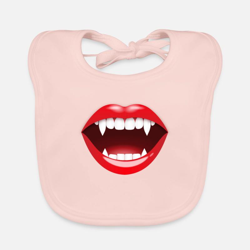 Vampire Halloween funny red lips sharp teeth Organic Baby Bibs