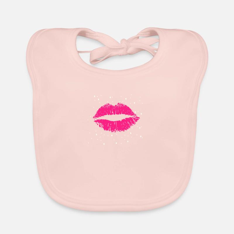 Lèvres rose fluo - Bavoir bio Bébé - rose