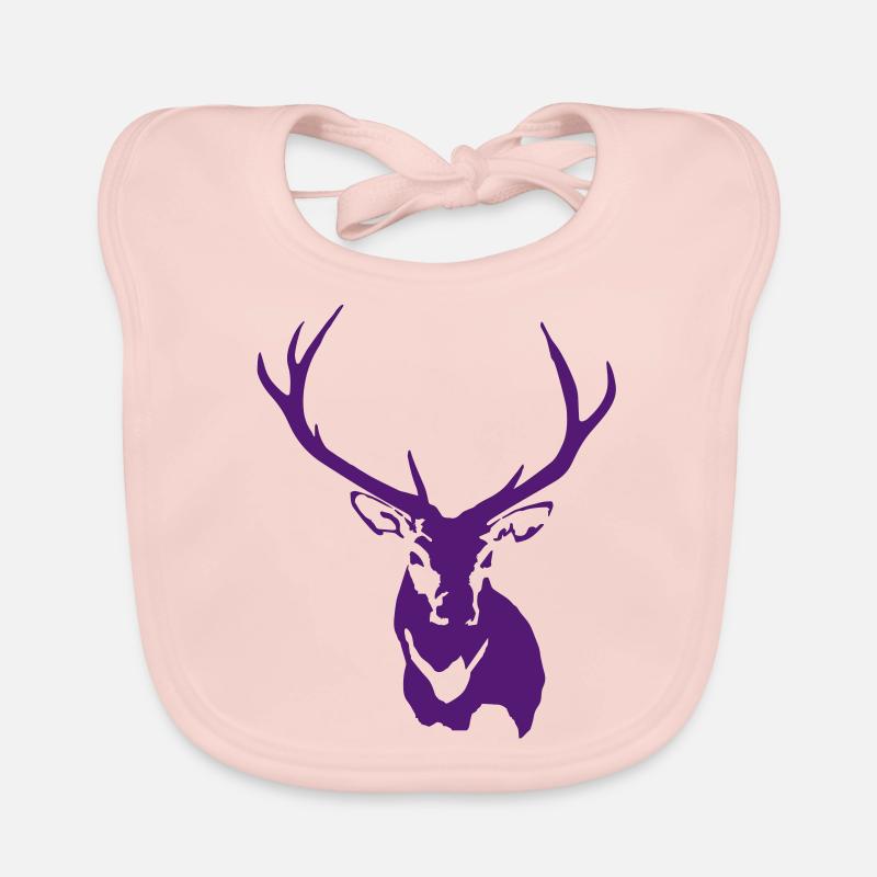 Cerf renne rouge avec panache - Bavoir bio Bébé - rose