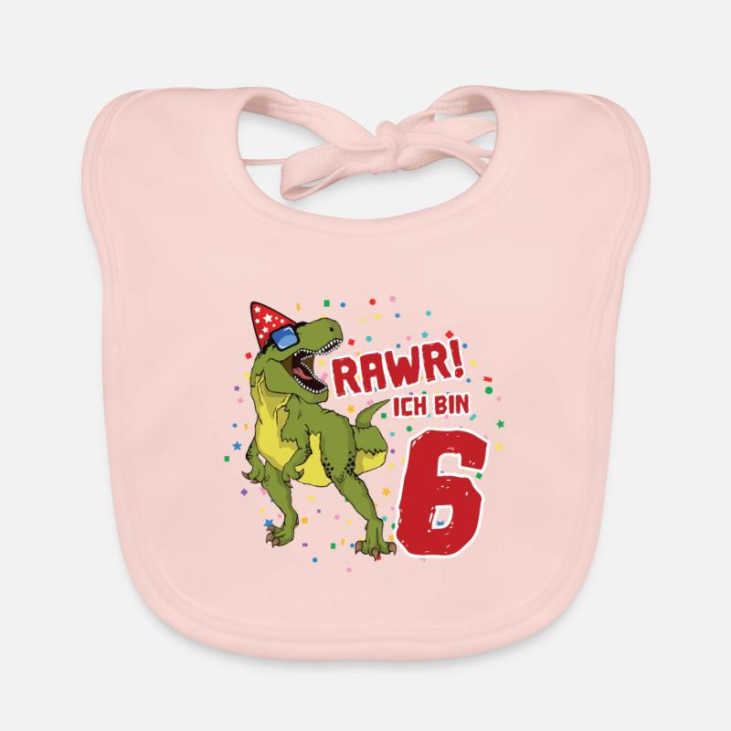 6. Geburtstag Dinosaurier Geburtstags Geschenk Baby Bio-Lätzchen