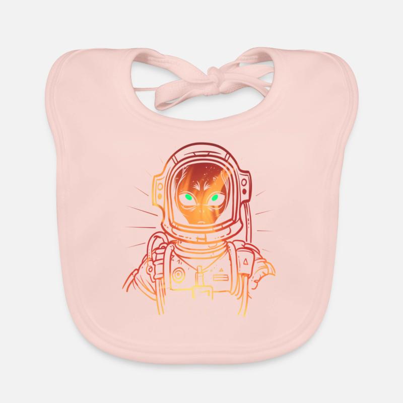 Alien Astronaut Space Pilote spatial Fire - Bavoir bio Bébé - rose