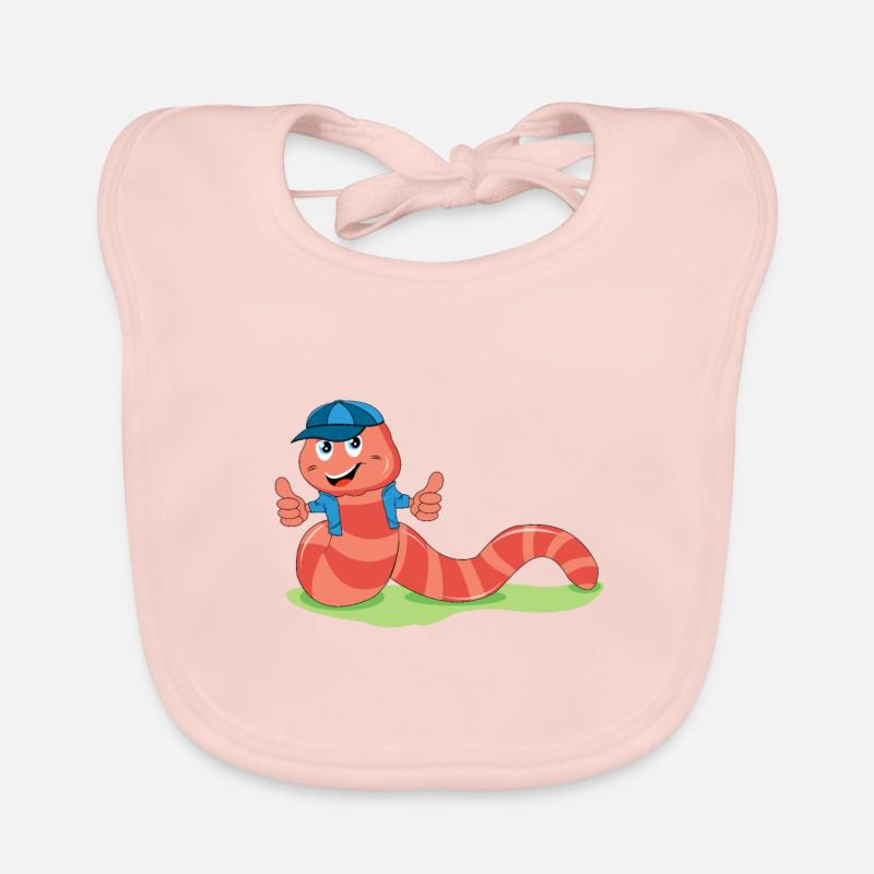 Ver rose - Ver de terre cool avec capuchon - Bavoir bio Bébé - rose