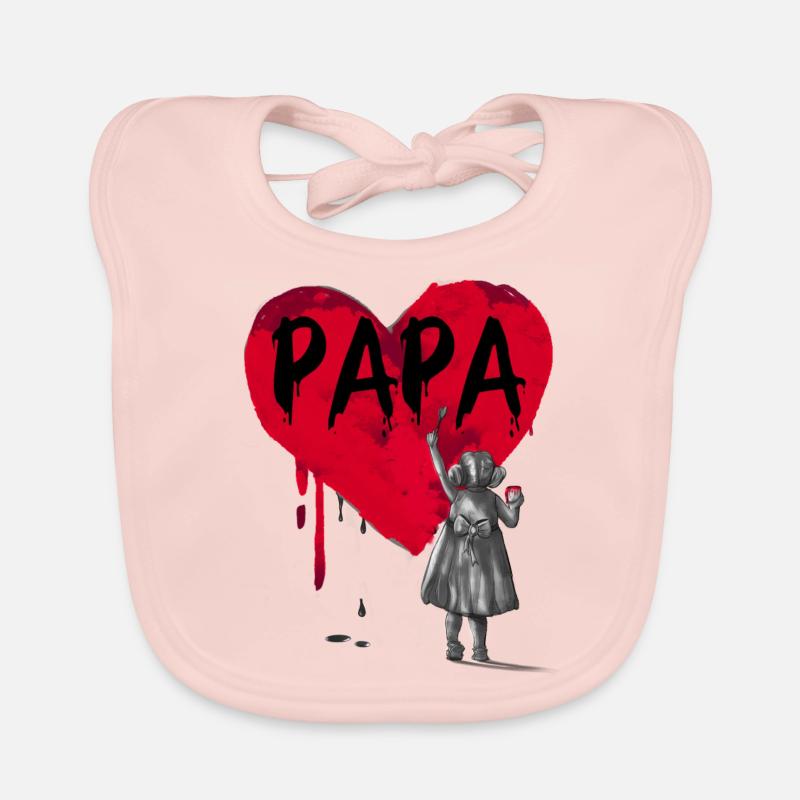 Papa - fille - Bavoir bio Bébé - rose