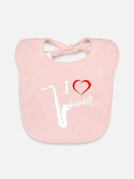 Saxophon - Baby Bio-Lätzchen - Rose - Vorne