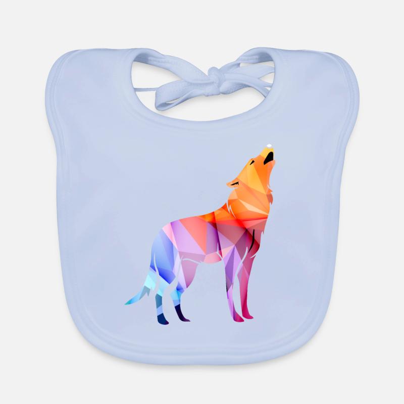 Howling Polygon Wolf Organic Baby Bibs